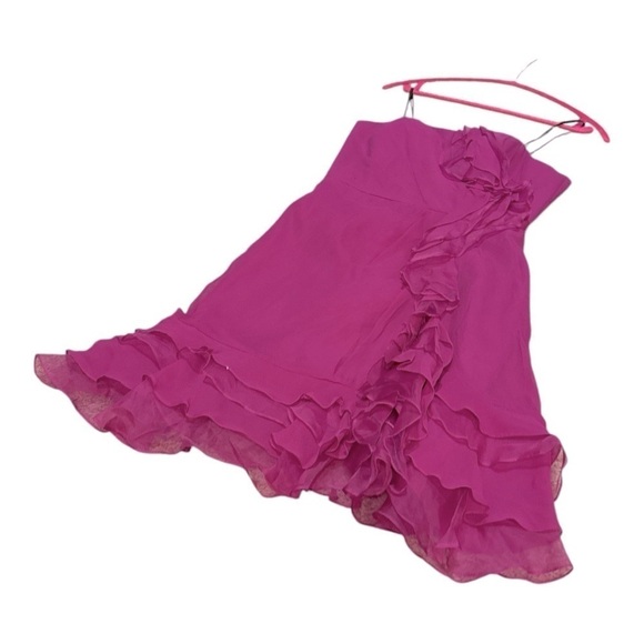 Kurt Thomas Pink Ruffled Strapless Dress size 6 Silk 100% - Picture 5 of 8